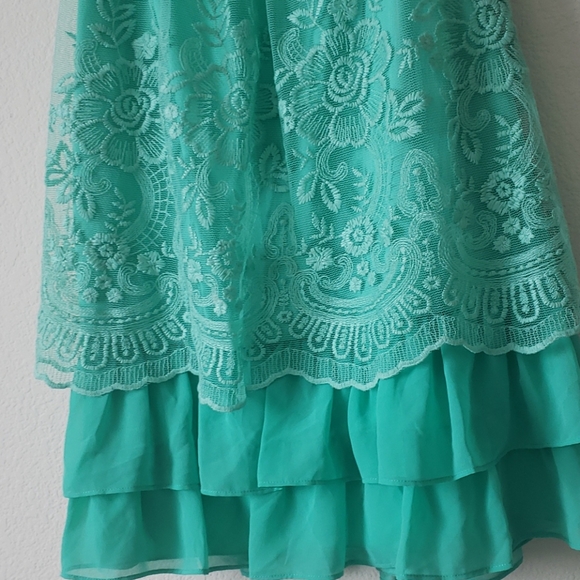 Paper doll Teal Chiffon and Lace dress - Picture 3 of 4